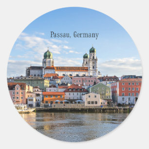 Passau, Duitse cityscape-foto Ronde Sticker