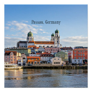Passau, Duitsland stadsgezicht foto Perfect Poster