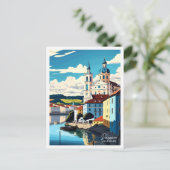 Passau Duitsland vintage reisillustratie Briefkaart (Staand voorkant)