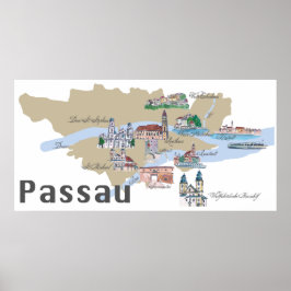 Passau Germany toont kaart Poster