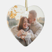 Passen getrouwd 1e Kerst Custom Foto Rustiek Keramisch Ornament (Rechts)