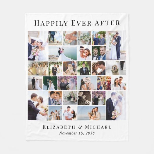 Passen getrouwd 30 Fotocollage Witte bruiloft Fleece Deken (Voorkant)
