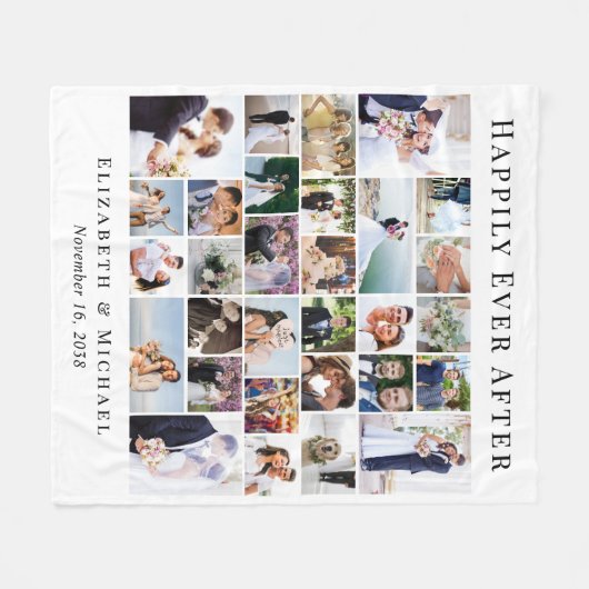 Passen getrouwd 30 Fotocollage Witte bruiloft Fleece Deken (Voorkant (Horizontaal))