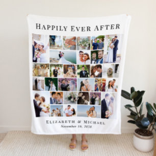 Passen getrouwd 30 Fotocollage Witte bruiloft Fleece Deken