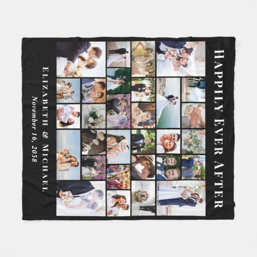 Passen getrouwd 30 Fotocollage Zwarte bruiloft Fleece Deken (Voorkant (Horizontaal))