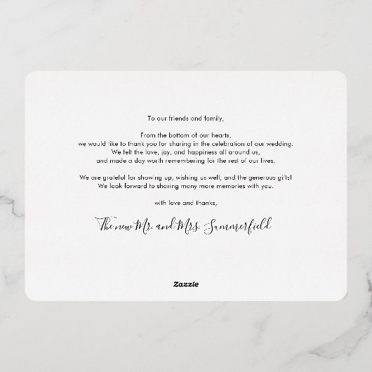 Passen getrouwd 3 Foto bruiloft Hartelijk dank Folie Uitnodiging (Achterkant)