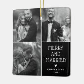 Passen getrouwd 3 x Foto Vrolijk & Getrouwd Kerst Keramisch Ornament (Links)