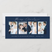 Passen getrouwd 4 foto's Navy Merry Christmas Feestdagenkaart (Voorkant)