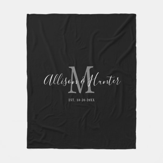 Passen getrouwd Black White Hand Lettert Script Na Fleece Deken (Voorkant)