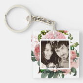 Passen getrouwd Blush roze rozen botanische Floren Sleutelhanger (voorkant)