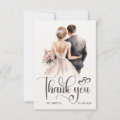 Passen getrouwd bruiloft dank u kaart Elegant paar (Voorkant)