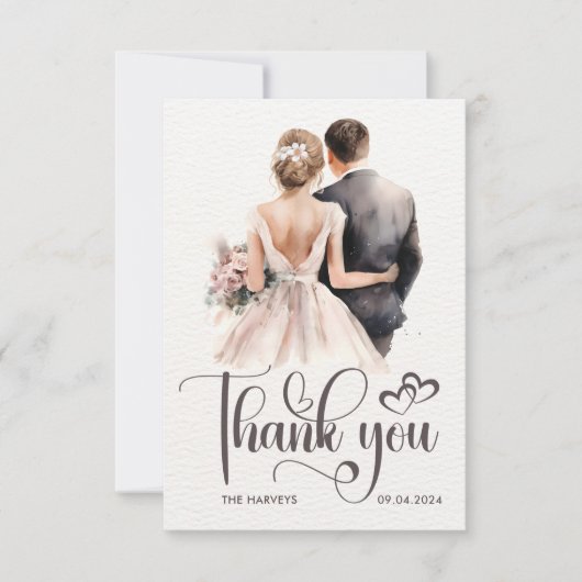 Passen getrouwd bruiloft dank u kaart Elegant paar (Voorkant)