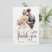 Passen getrouwd bruiloft dank u kaart Elegant paar (Staand voorkant)