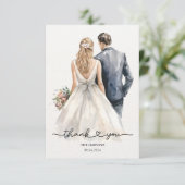 Passen getrouwd bruiloft dank u kaart Elegant paar (Staand voorkant)