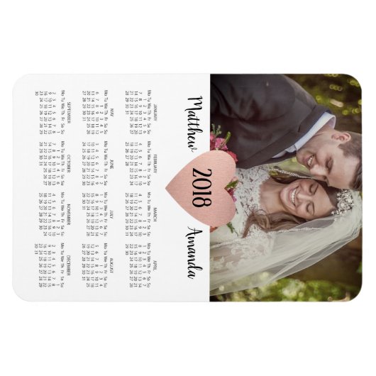 Passen getrouwd bruiloft gunst 2019 Kalender Foto Magneet (Horizontaal)