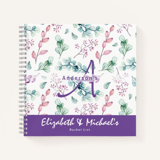 Passen getrouwd BUCKET LIJST  Botanische Bloemen Notitieboek (Voorkant)