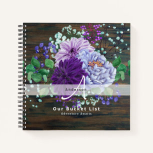 Passen getrouwd BUCKET LIST Foto Rustic Paars Flor Notitieboek