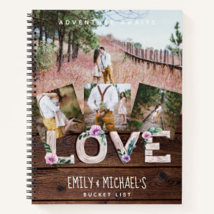 Passen getrouwd BUCKET LIST Foto Rustic Paars Flor Notitieboek