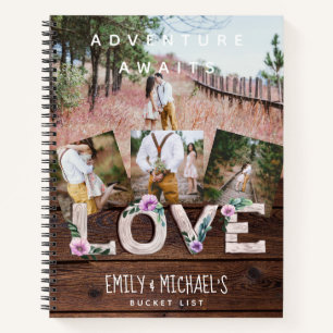 Passen getrouwd BUCKET LIST Foto Rustic Paars Flor Notitieboek
