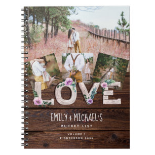Passen getrouwd BUCKET LIST Foto Rustic Paars Flor Notitieboek
