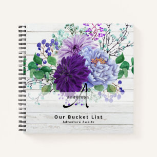Passen getrouwd BUCKET LIST Foto Rustic Paars Flor Notitieboek
