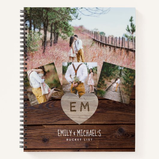 Passen getrouwd BUCKET LIST Foto Rustic Paars Flor Notitieboek (Voorkant)
