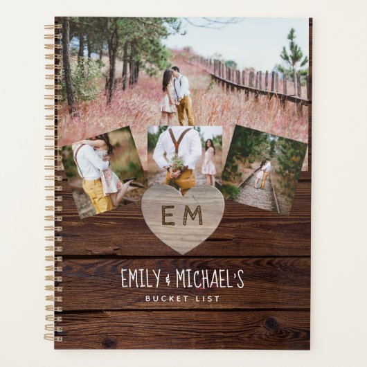 Passen getrouwd BUCKET LIST Foto Rustic Paars Flor Planner (Voorkant)