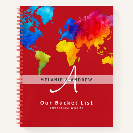 Passen getrouwd BUCKET LIST World Travel Map Thema Notitieboek (Voorkant)