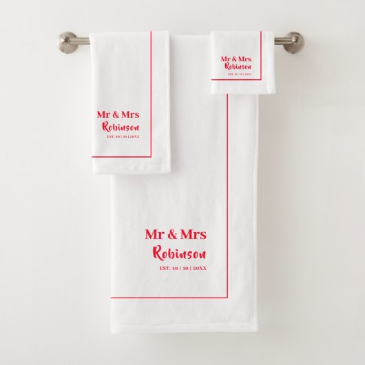 Passen getrouwd De heer & mevrouw Personalized Lar Bad Handdoek (Insitu)