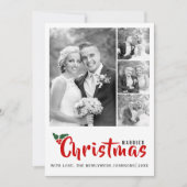 Passen getrouwd eerste kerstcollage 4-fotokaart kaart (Voorkant)