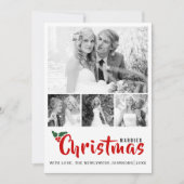 Passen getrouwd eerste kerstfeest met vier foto-in kaart (Voorkant)