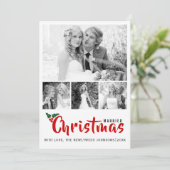 Passen getrouwd eerste kerstfeest met vier foto-in kaart (Staand voorkant)