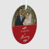 Passen getrouwd eerste kerstfoto Eenvoudige foto Ornament (voorkant)