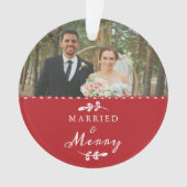 Passen getrouwd eerste kerstfoto Eenvoudige foto Ornament (voorkant)