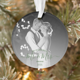 Passen getrouwd eerste kerstfoto Eenvoudige foto Ornament