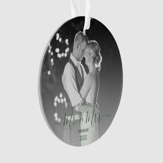 Passen getrouwd eerste kerstfoto Eenvoudige foto Ornament (voorkant)