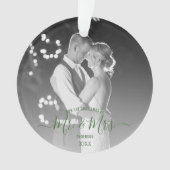 Passen getrouwd eerste kerstfoto Eenvoudige foto Ornament (voorkant)