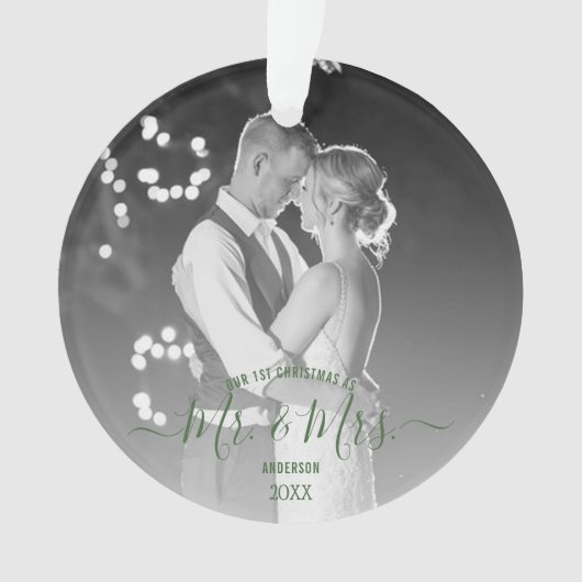 Passen getrouwd eerste kerstfoto Eenvoudige foto Ornament (voorkant)