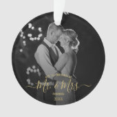 Passen getrouwd eerste kerstfoto Eenvoudige foto Ornament (voorkant)