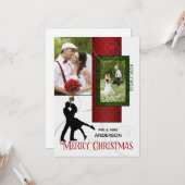 Passen getrouwd Eerste Kerstmis 2-Foto Elegance Ho Kaart (Voorkant / Achterkant in situ)