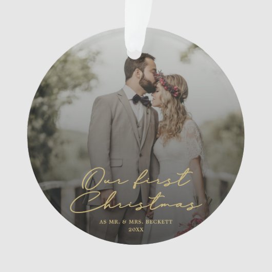 Passen getrouwd Eerste Kerstmis Foto van Mr & Mrs. Ornament (voorkant)
