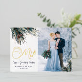 Passen getrouwd Eerste Kerstmis, mevrouw Waterverf Folie Feestdagenkaart (Staand Voorkant)