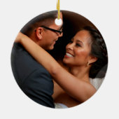 Passen getrouwd Eerste Kerstmis Tartan | Holiday-f Keramisch Ornament (Achterkant)