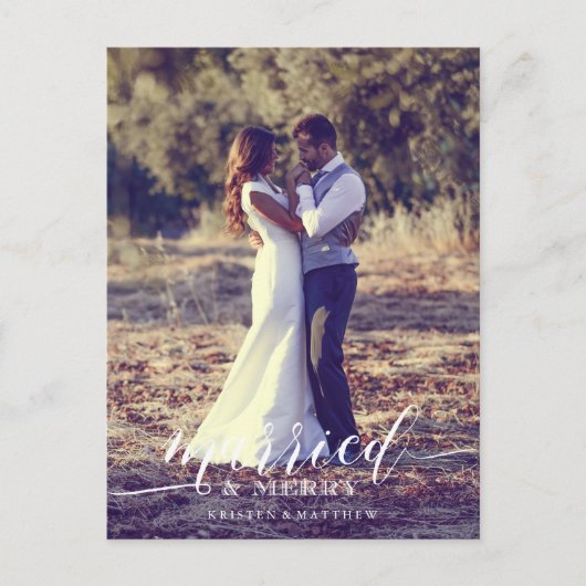 Passen getrouwd Eerste Kerstmis Volledige Bleed Fo Briefkaart (Voorkant)