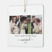 Passen getrouwd Foto Collage Eerste Kerstmis Keramisch Ornament (Links)