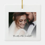 Passen getrouwd Foto Collage Eerste Kerstmis Keramisch Ornament (Achterkant)