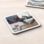 Passen getrouwd Foto Collage en monogram Bier Onderzetter (Linkerzijde)