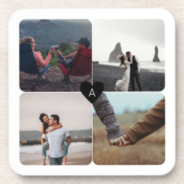 Passen getrouwd Foto Collage en monogram Bier Onderzetter