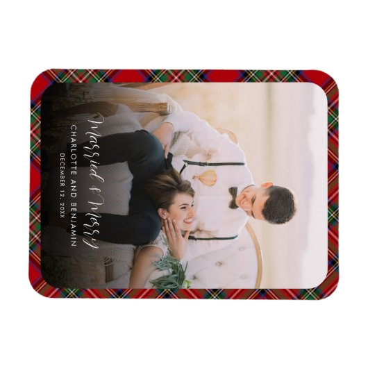 Passen getrouwd Foto Getrouwd en Vrolijk Kerstmis  Magneet (Horizontaal)