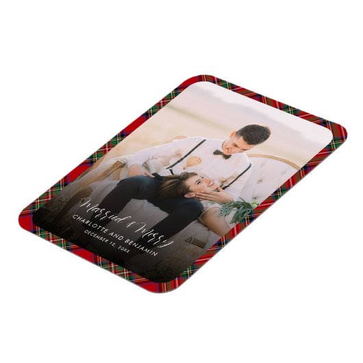 Passen getrouwd Foto Getrouwd en Vrolijk Kerstmis  Magneet (Linkerzijde)